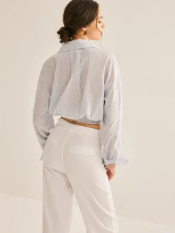 Pinstripe Semi-Sheer Polo Shirt