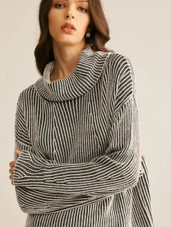 Pinstripe Turtleneck Sweater