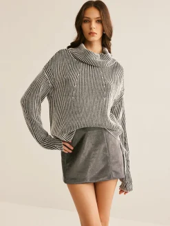 Pinstripe Turtleneck Sweater