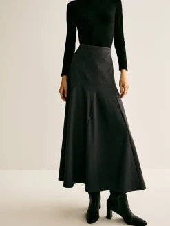 Piping Pleated Zipper Skirt
