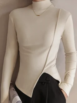 Piping Slit Jersey Slim T-Shirt