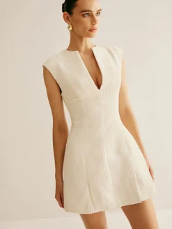 Piping Zipper Tweed Short Dress