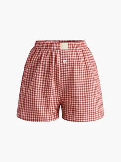 Plaid Button Shorts