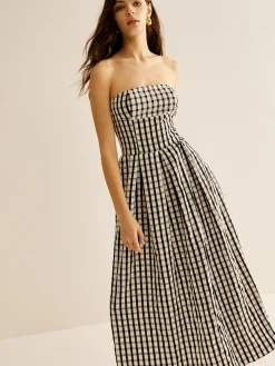 Plaid Tube Long Dress