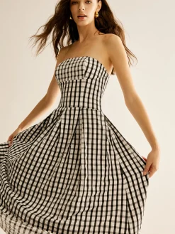 Plaid Tube Long Dress