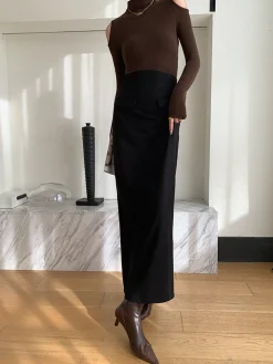 Plain A-Line Maxi Skirt