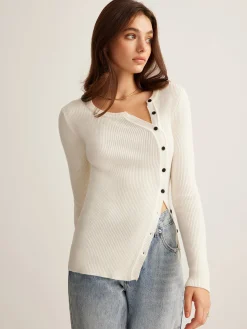 Plain Asymmetrical Breasted Sweater