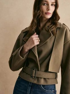 Plain Belted Warm Jacket