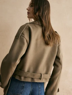 Plain Belted Warm Jacket