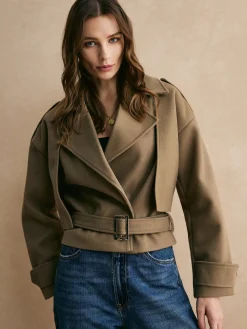 Plain Belted Warm Jacket