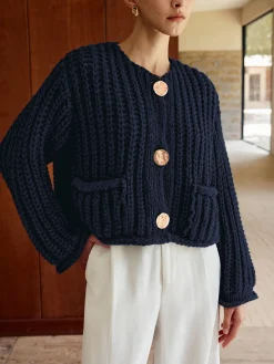 Plain Button Knit Cardigan