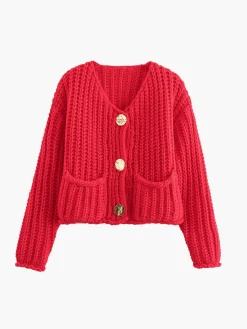 Plain Button Knit Cardigan