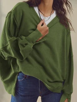 Plain Cotton Split Sweatshirt