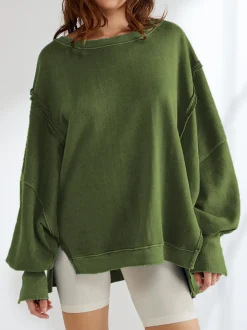 Plain Cotton Split Sweatshirt