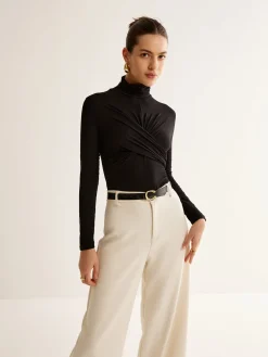 Plain Criss Cross Pleated T-Shirt