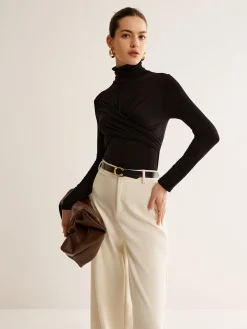 Plain Criss Cross Pleated T-Shirt