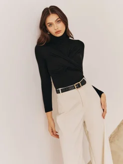 Plain Criss Cross Pleated T-Shirt