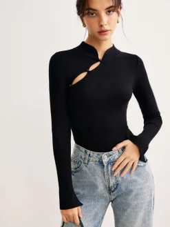 Plain Cutout Skinny Sweater