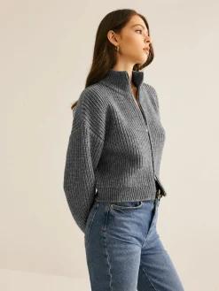 Plain Double Zip Cardigan