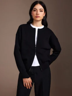 Plain Double Zip Cardigan