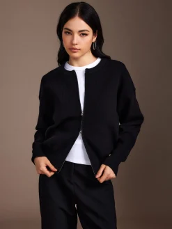 Plain Double Zip Cardigan