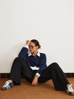 Plain Drawstring Wide-Leg Pants