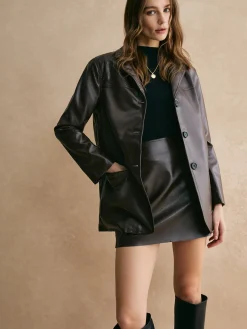 Plain Faux Leather Mini Skirt