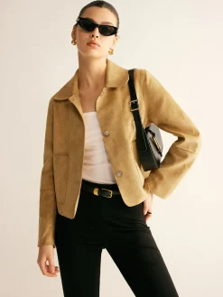 Plain Faux Leather Short Jacket