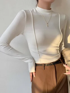 Plain Jersey Piping Blouse