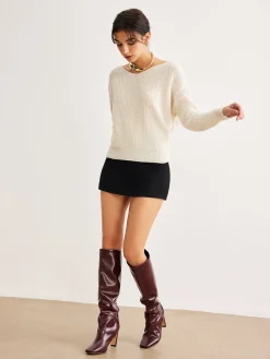 Plain Knotted Design Knit Top