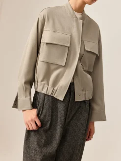 Plain Long Sleeve Cargo Jacket
