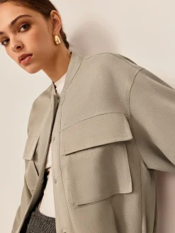 Plain Long Sleeve Cargo Jacket