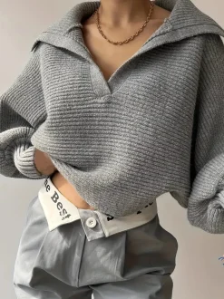 Plain Loose Lapel Sweater