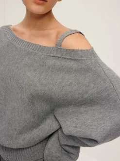 Plain Off-Shoulder Loose Sweater