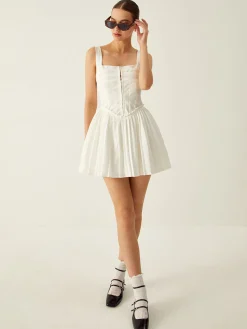 Plain Pleated Cami Short Dress