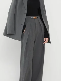 Plain Pockets Straight Pants