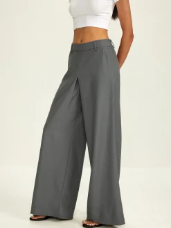 Plain Pockets Suit Wide Leg Pants