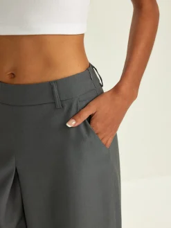Plain Pockets Suit Wide Leg Pants