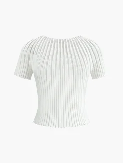 Plain Short Sleeve Knit Top