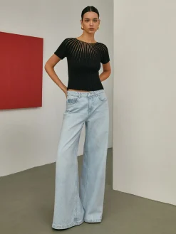 Plain Short Sleeve Knit Top