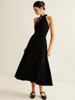Plain Sleeveless Cutout Dress