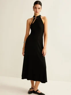 Plain Sleeveless Cutout Dress