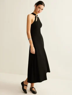 Plain Sleeveless Cutout Dress