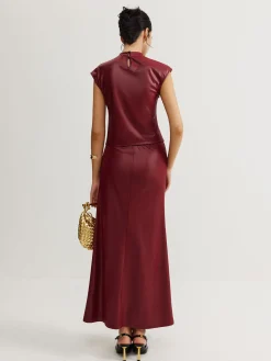 Plain Sleeveless Ruched Skirt Set