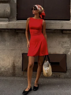 Plain Sleeveless Short Dress