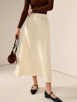Plain Sweater Midi Skirt