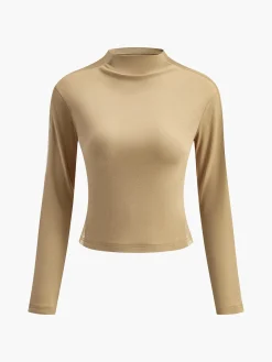Plain Tulle Mesh Long Sleeve T-Shirt