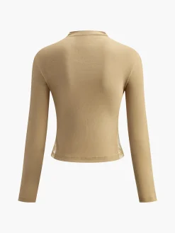 Plain Tulle Mesh Long Sleeve T-Shirt