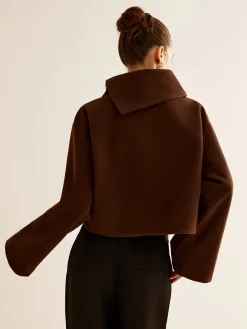 Plain Turtleneck Tweed Top