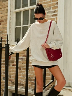 Plain Versatile Cutout Sweatshirt